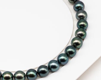 9-10mm Tahitian Pearl in Full Strand (No Hole) with Natural Color and High Luster, Temporarily Strung Pearl for Jewelry Making, SKU # 3380TH