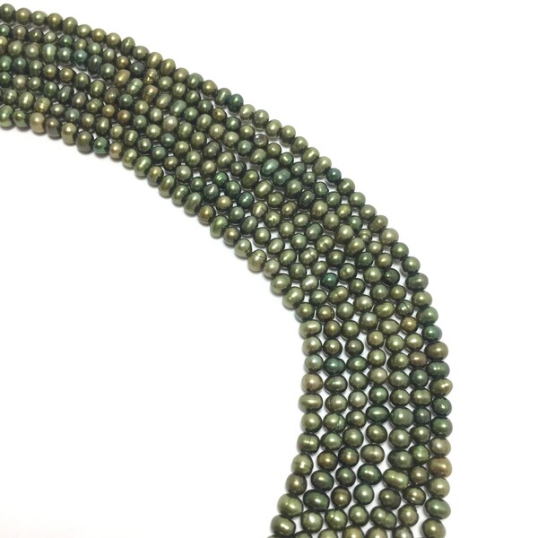 Baby Potato 3-3.5mm Green Freshwater Pearls 16 inches, Seed Pearls BPOT006