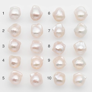10-12mm White Baroque Pearl Matching Pair, High Luster Freshwater Pearls for Earrings or Jewelry Making, No Hole Loose, SKU # 2613BA