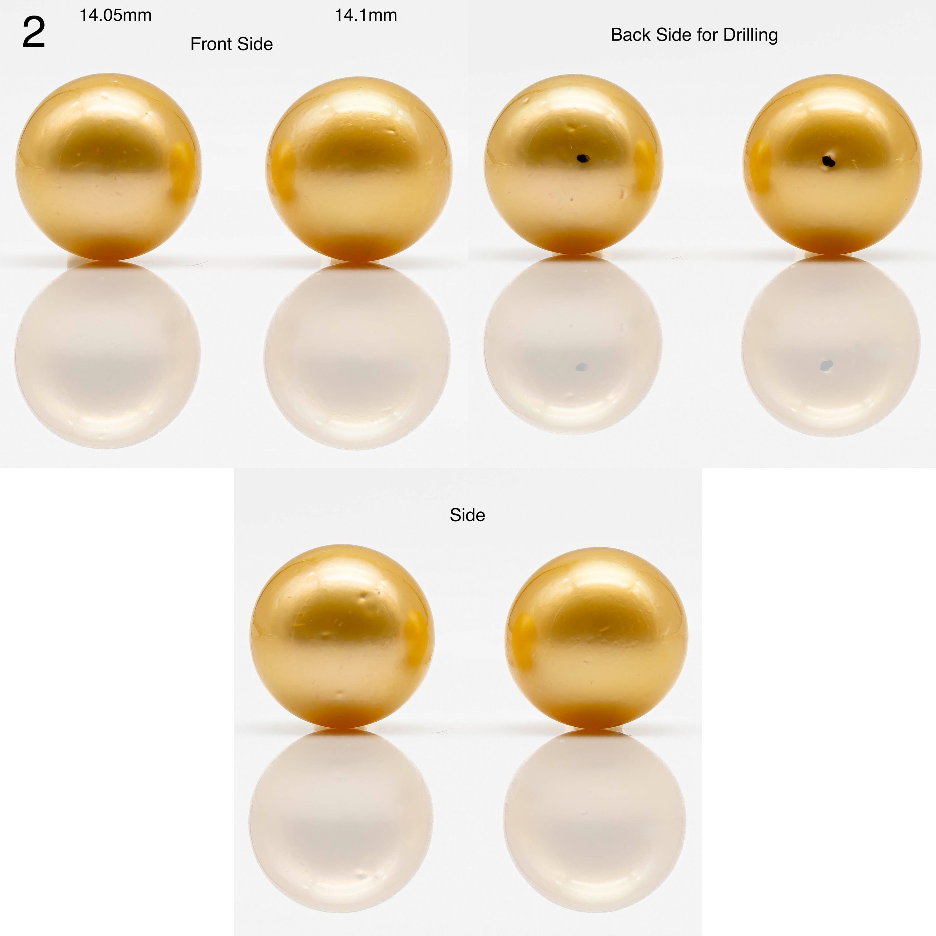 14-16mm Golden South Sea Pearl in Undrilled Pair, Natural Color