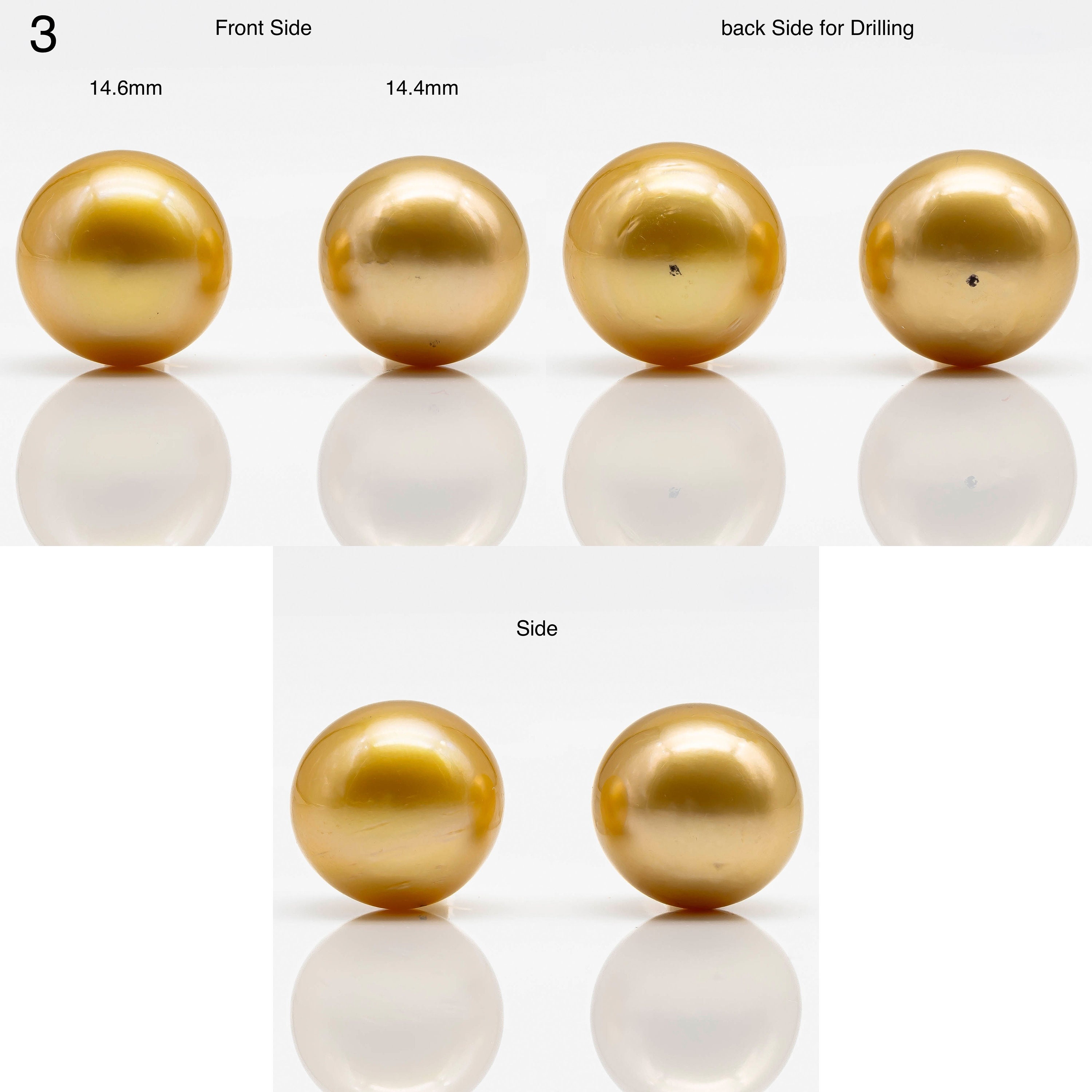 14-16mm Golden South Sea Pearl in Undrilled Pair, Natural Color