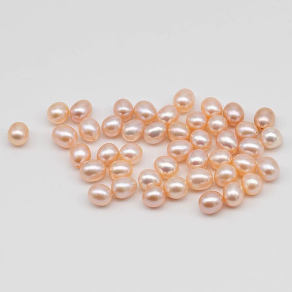 Half Drill Pearls, Freshwater Drop Shape 7mm, White, Peach or Mix