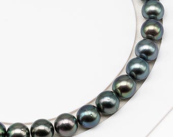9-10mm Tahitian Pearl in Full Strand (No Hole) with Natural Color and High Luster, Temporarily Strung Pearl for Jewelry Making, SKU # 3383TH