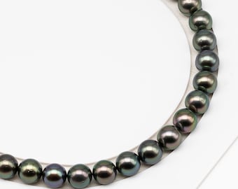 9-10mm Tahitian Pearl in Full Strand (No Hole) with Natural Color and High Luster, Temporarily Strung Pearl for Jewelry Making, SKU # 3388TH