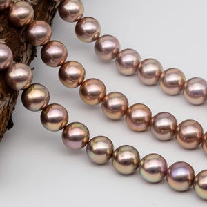 AAA 12-14mm Edison Pearl Round Natural Purple with Golden Tone and Amazing Luster, Rare Finding, SKU # 1338EP