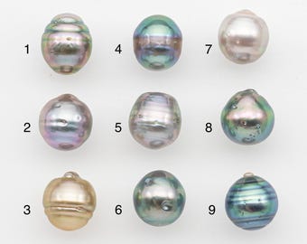 Perle de Tahiti 9-10 mm, non percée, non percée avec un lustre élevé et des imperfections pour la fabrication de bijoux, SKU # 2895TH
