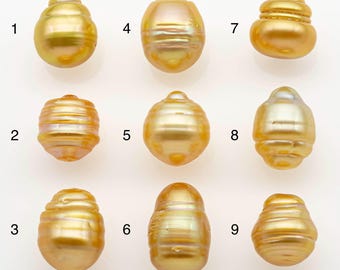 南洋パール　天然ゴールドブラウン　ルース 12～13mmの南洋真珠、天然ゴールドカラー、ルースドロップシェイプ