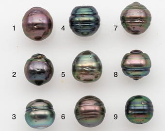 Perle de Tahiti 9-10 mm, non percée, non percée avec un lustre élevé et des imperfections pour la fabrication de bijoux, SKU # 2913TH