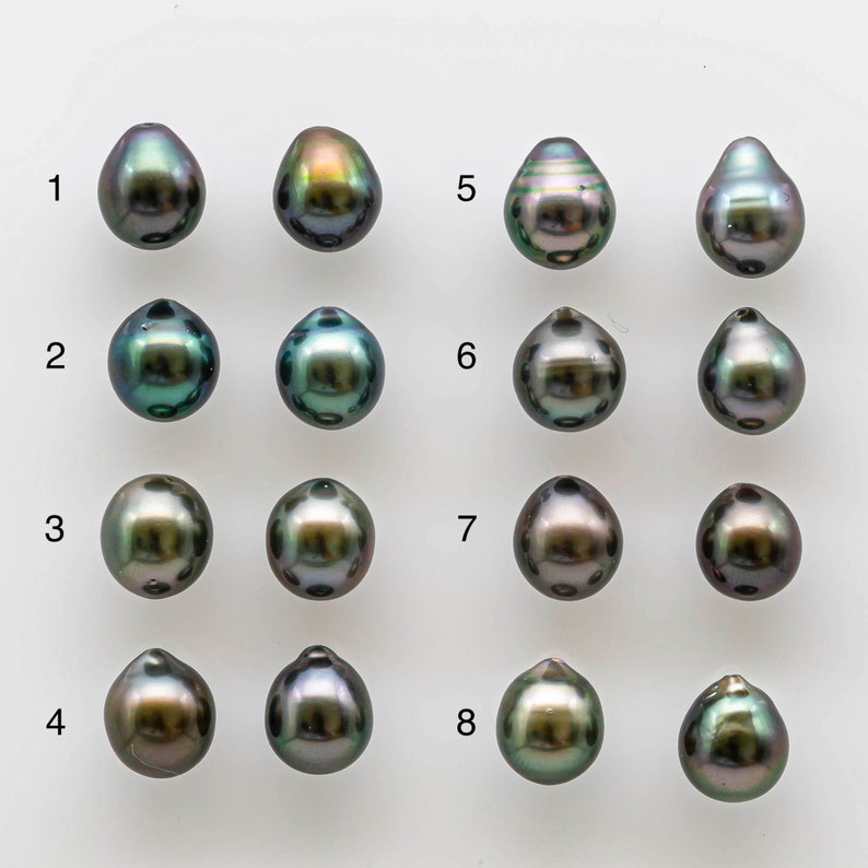 Perle de Tahiti de 8-9 mm par paire assortie pour faire des boucles d'oreilles avec un lustre élevé et des imperfections mineures, non percées, SKU 1729TH image 1