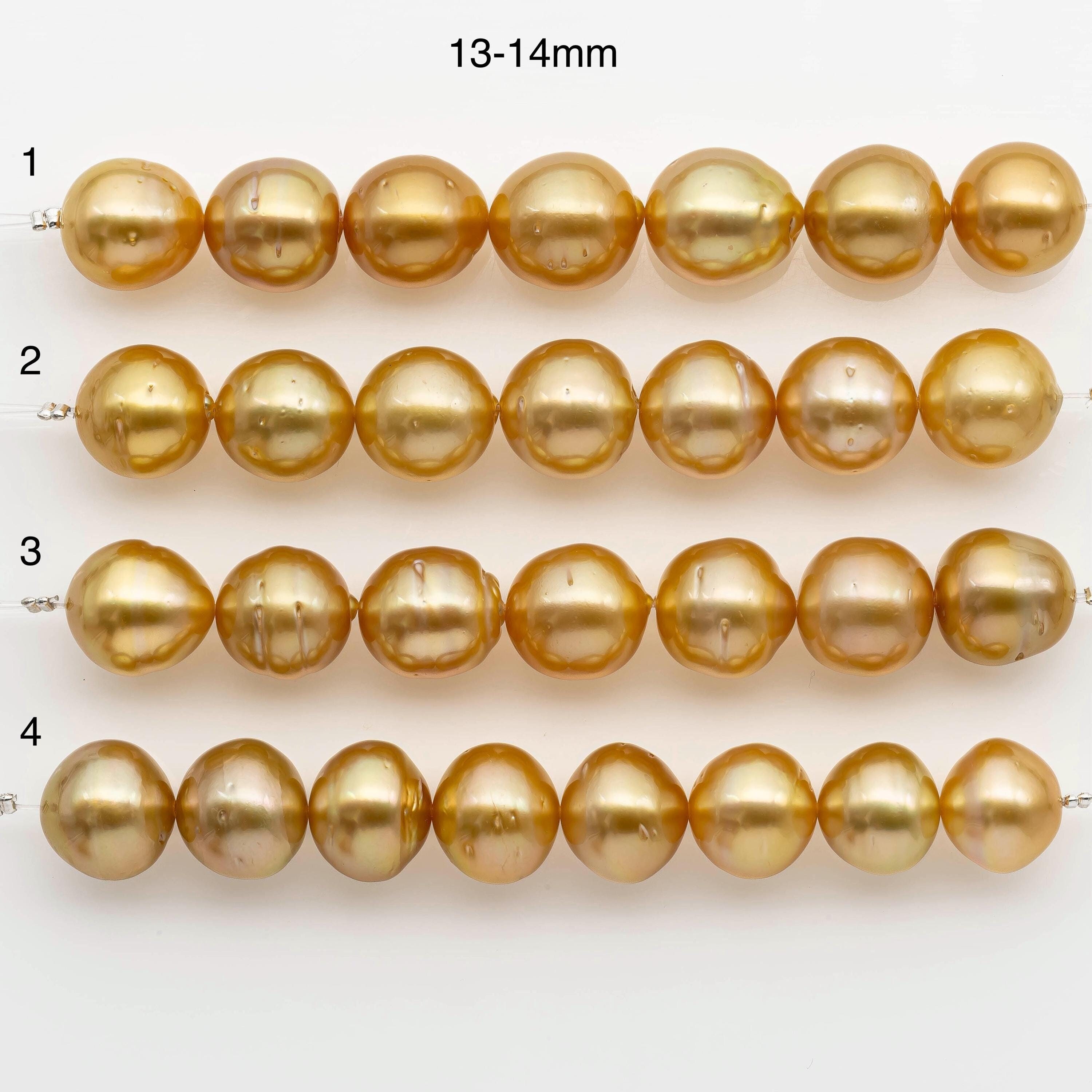 13～14 mm ゴールデン サウス シー パール、ナチュラル ゴールドまたは 
