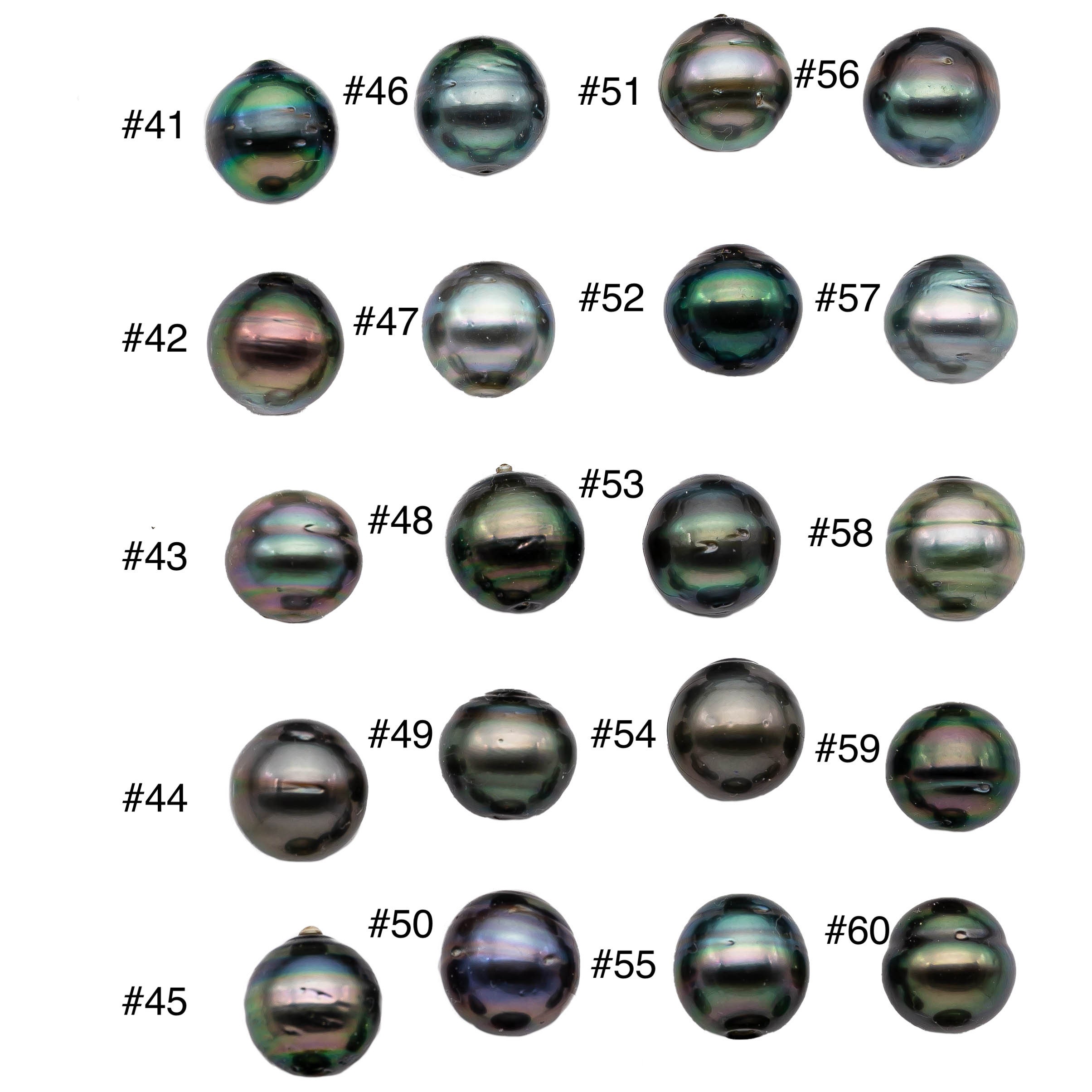 Single Loose Near Round Tahitian Pearl Undrilled Peacock Black