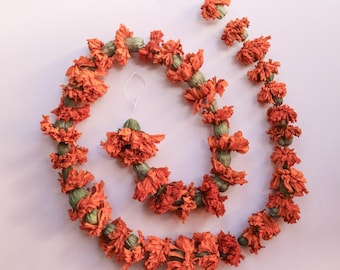 3.5ft Real Marigold Flower Autumn Garland | Fall Dried Flower Cottagecore Decor for Cozy Rustic Home, Wall, Wedding
