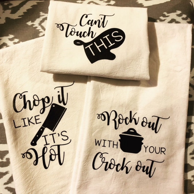 Funny Tea Towels Set of 3 Cooking Inspired Tea Towels Etsy