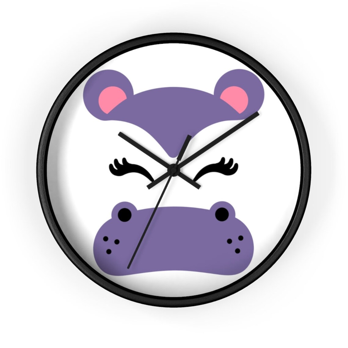 Cute Purple Hippo Wall clock Girl Nursery Wall Decor Hippo Etsy