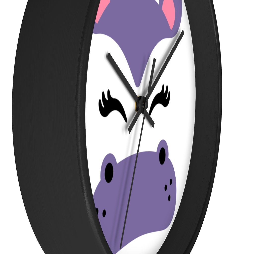 Cute Purple Hippo Wall clock Girl Nursery Wall Decor Hippo Etsy