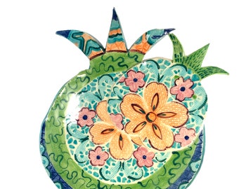 Double Ceramic Pomegranate Wall Hanging Plate