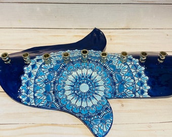 Blue Lace Hamsa Menorah (1)