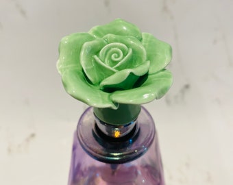 Green Ceramic Rose Wine Bottle Stopper