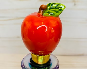 Red Ceramic Rosh Hashanah Apple Wine Bottle Stopper