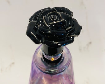 Black Ceramic Rose Wine Bottle Stopper