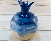 Ocean Blue and Sand Ceramic Pomegranate