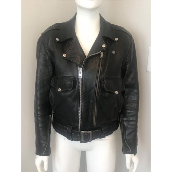 Vintage Black Leather Motorcycle Jacket