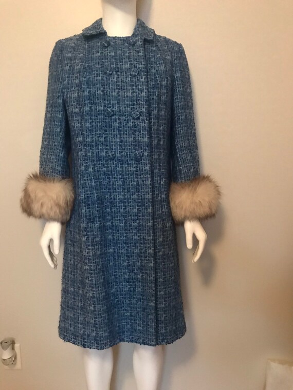 Vintage Lilli Ann Wool Tweed Fur Trim Coat