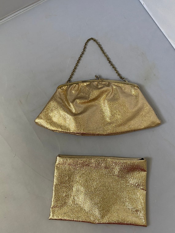 Gold Lame’ Evening Bag with Cosmetic Bag - image 1