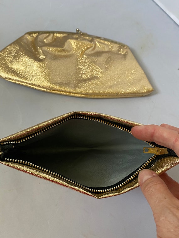 Gold Lame’ Evening Bag with Cosmetic Bag - image 3