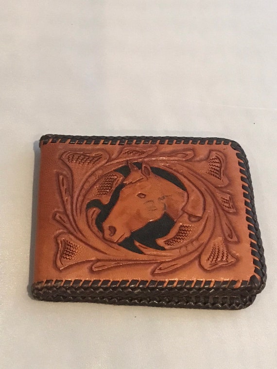 Mens Tooled Leather Horse Wallet