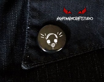 Rockin&#39; Headphones Music Button Pin - 1in.