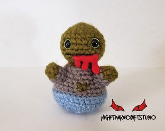Green Mini Zombie Crochet Plush