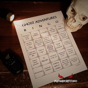 Conjunto de cartas de jogo de bingo para impressão Ghost Hunting - PDF para download instantâneo - até 30 jogadores