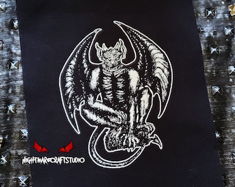 Gargoyle Monster Screenprinted Sew-on Cloth Patch