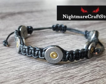 Steel Bullet Shell Bracelets, 9mm, .45, 7.62x39, with Leather Cord