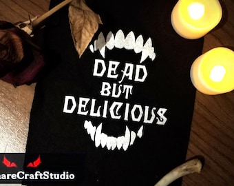 Dead but Delicious Screenprinted Sew-on Patch Vampire