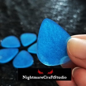 Blue Shimmer Resin Guitar Picks - Standard and Specialty Pick Shapes