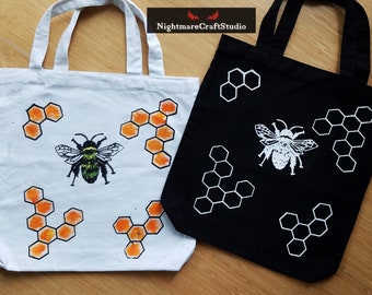 Bienen und Honigwaben Muster Canvas Tragetasche