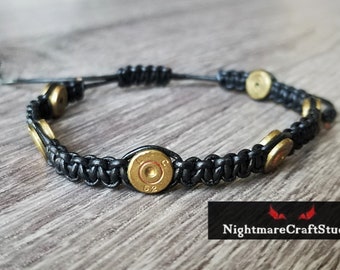 Brass .30 Caliber Bullet Shell Bracelet with Leather Cord