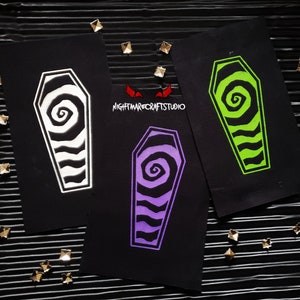 Coffin Swirl Screenprinted Cloth Patch