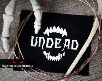 Undead Vampire Teeth Gothic Patch - Screenprinted Cloth Patch