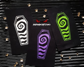 Naszywka z tkaniny z nadrukiem sitodrukowym Coffin Swirl