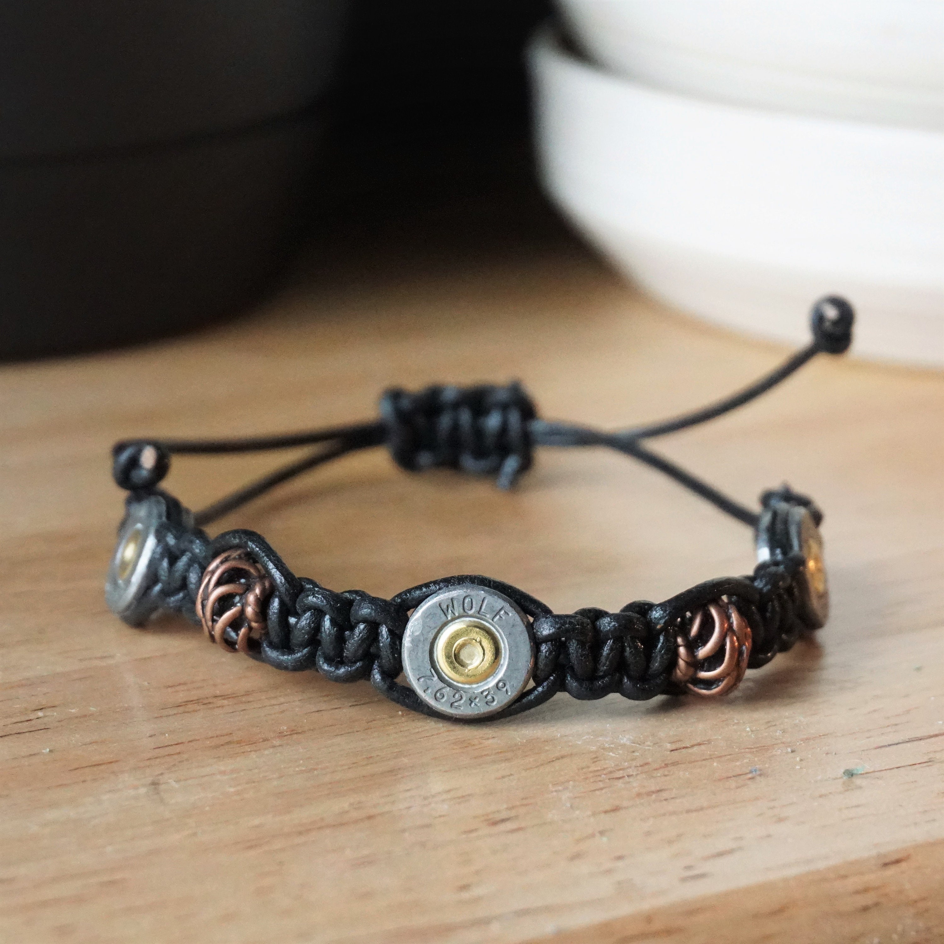 Gunmetal 7.62x39 or .45 Bullet Shell Bracelet With Copper Beads and ...
