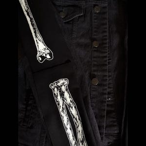 Bones Set of 2 Screenprinted Cloth Patches - Arm or Leg Skeleton Bones image 8