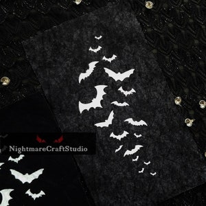 Flying Bats Silhouette Screenprinted Cloth Patch - Goth Punk Sew-on Patch