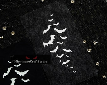 Flying Bats Silhouette Screenprinted Cloth Patch - Goth Punk Sew-on Patch