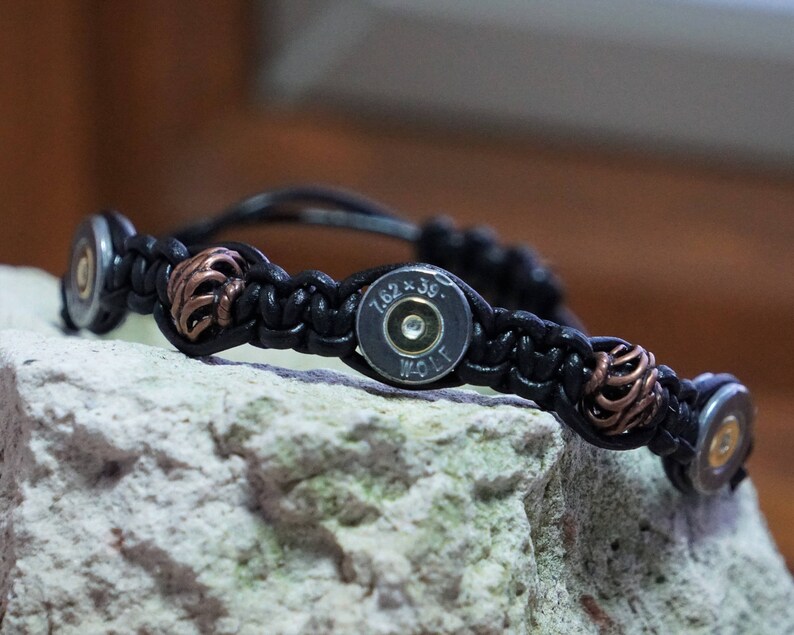 Gunmetal 7.62x39 or .45 Bullet Shell Bracelet With Copper Beads and ...