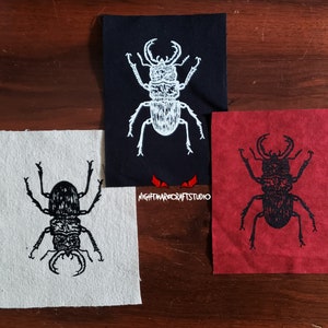 Stag Beetle Screenprinted Cloth Patch