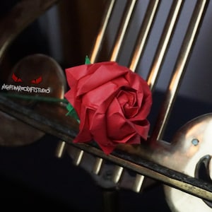 Origami Roses with Wood Stems and Paper Calyx - 28 Colors