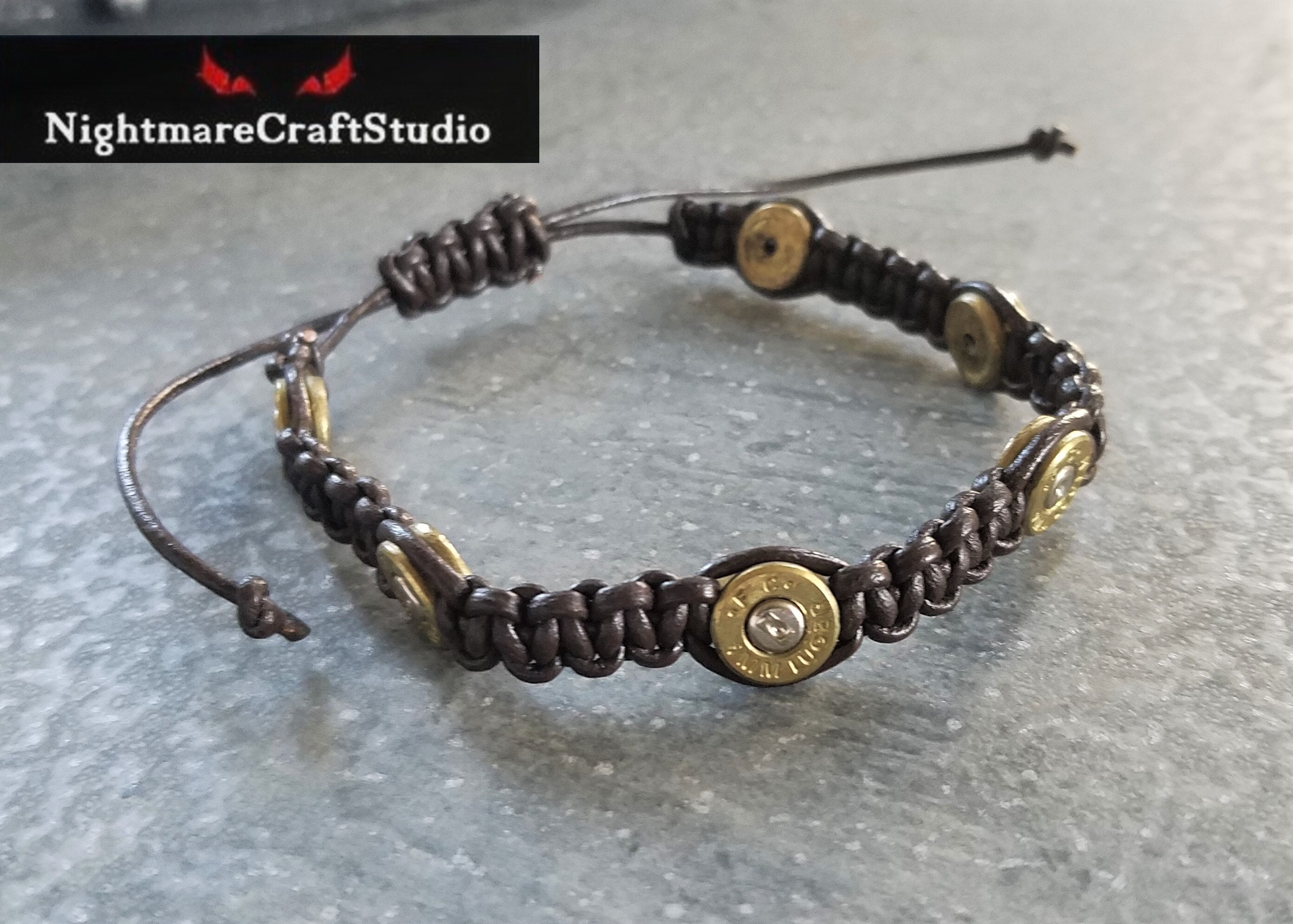 9mm Bullet Shell Bracelet With Leather Cord - Etsy